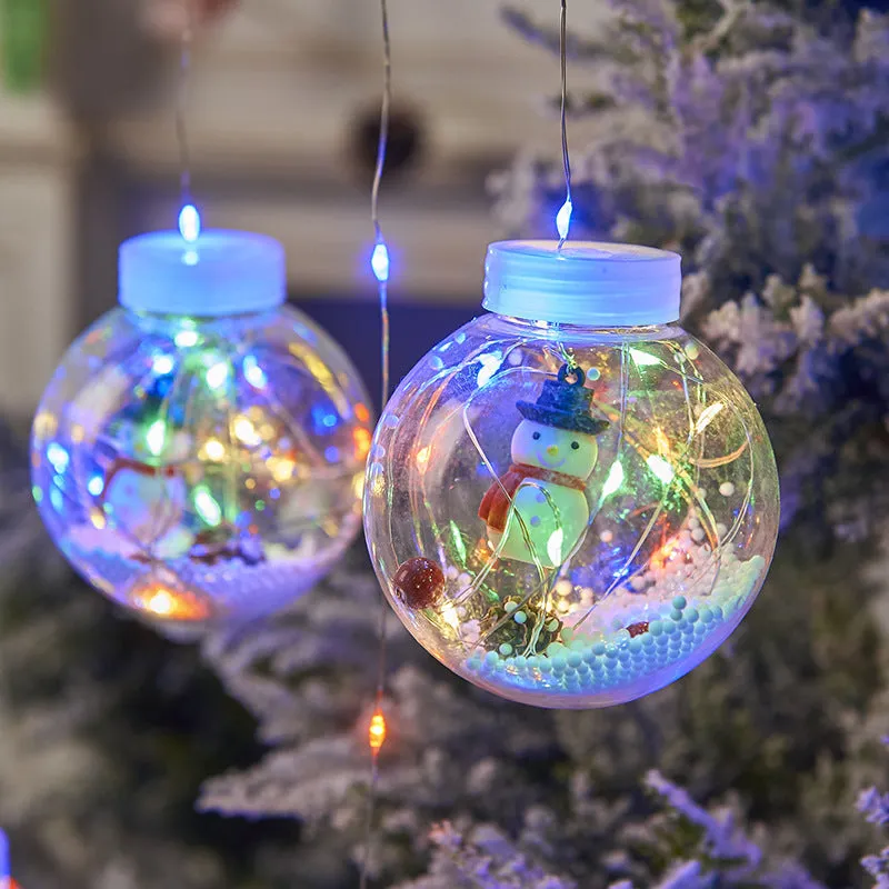 10PCS LED Christmas Curtain Lamp Fairy Snowman Wishing Ball Lamp String Christmas Window  Light Room Decoration