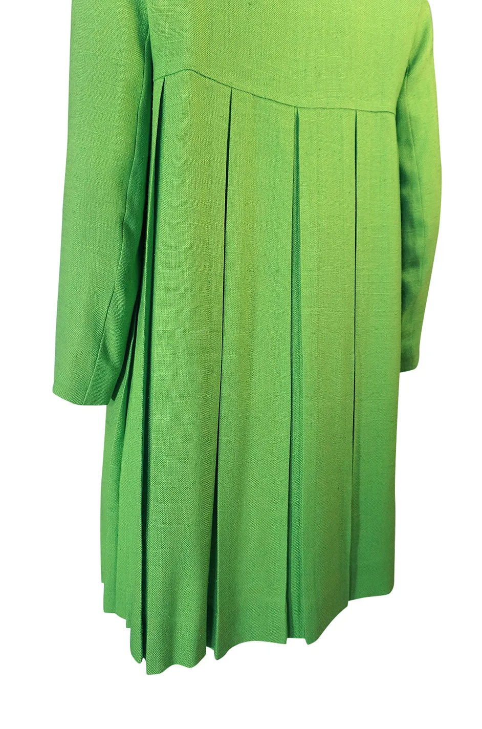 1960s Lee Parker Original Pleated Baby Doll Lime Green Coat