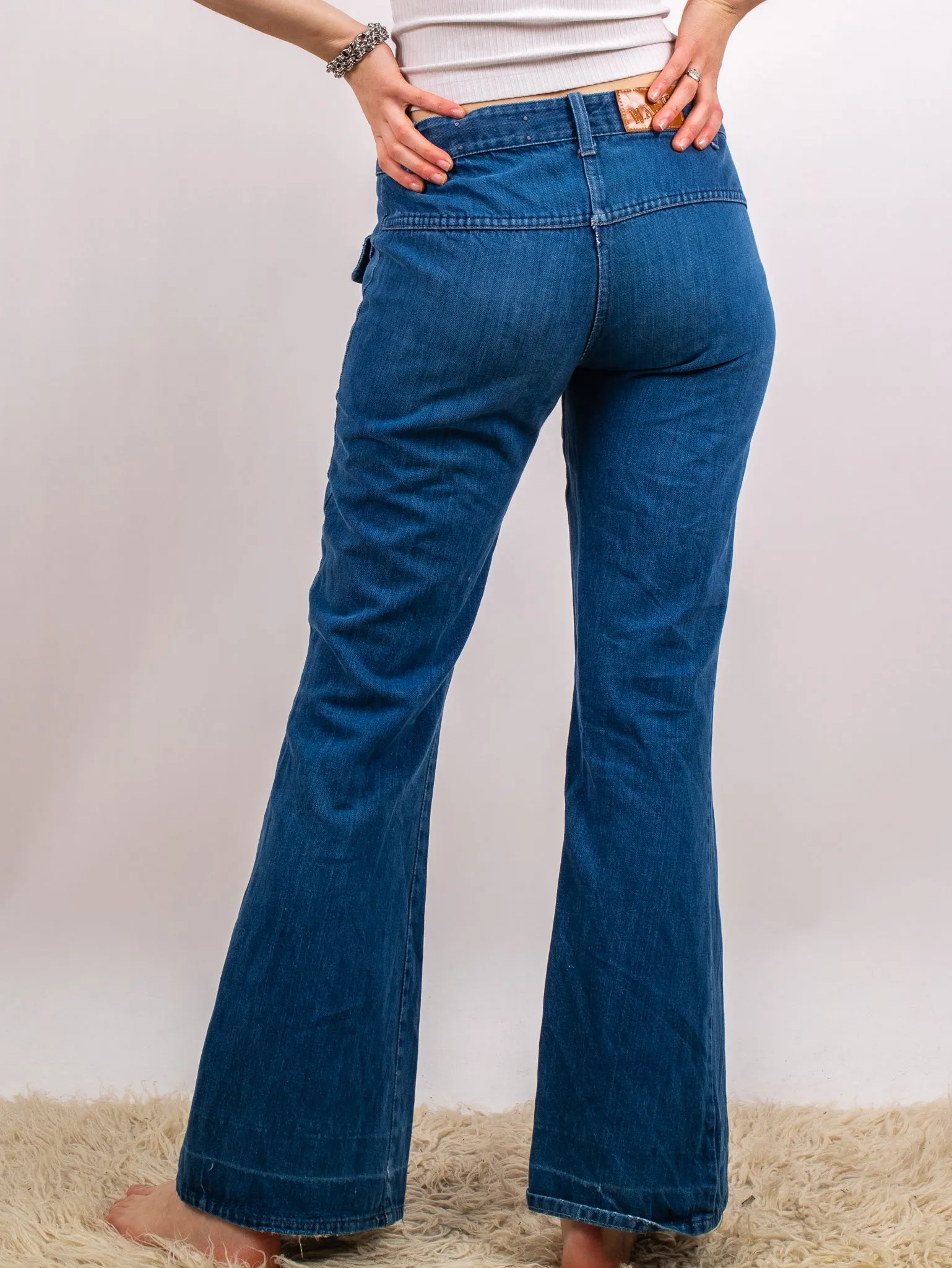 1970s H.A.S.H Low Rise Darkwash Denim Bellbottoms