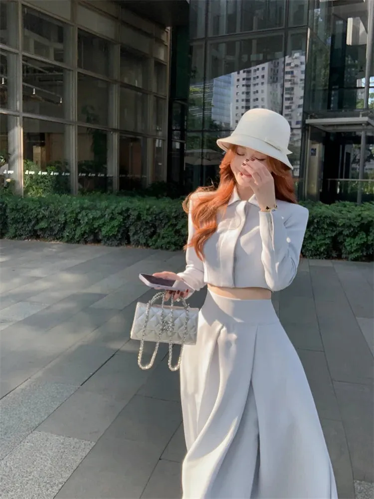 2024 Autumn New French Women's Elegant Fashion Two Piece Set Korean Casual Coat   Long Skirt Suits Female Conjuntos Femininos