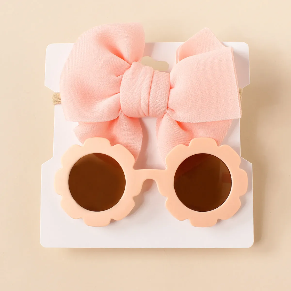 2PCS Children's Glasses Hair Strap Set Baby Sunglasses Space Cotton 3D Big Bow Necklace Two Piece Set Sunglasses Wholesale