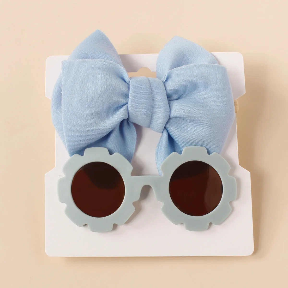 2PCS Children's Glasses Hair Strap Set Baby Sunglasses Space Cotton 3D Big Bow Necklace Two Piece Set Sunglasses Wholesale