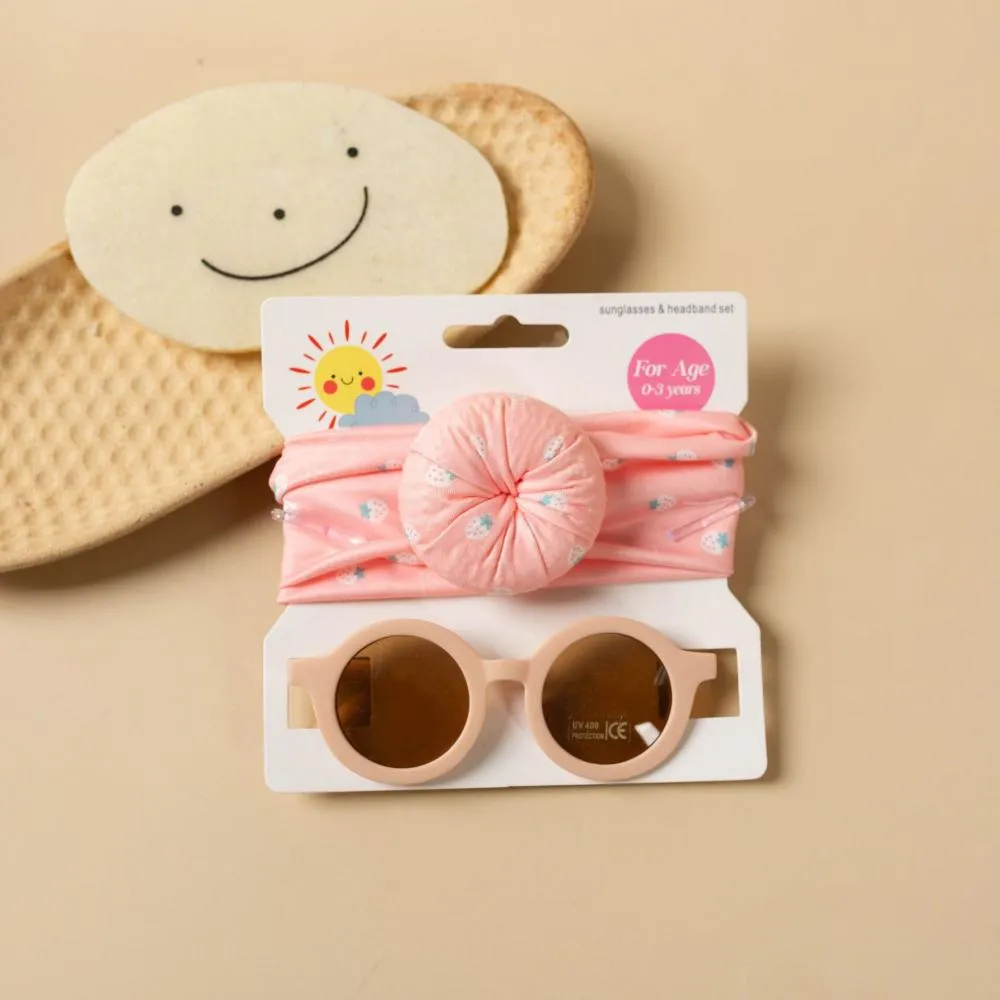 2PCS Children's sunglasses hair band set for boys and girls UV resistant glasses printed doughnut headband two-piece set Sunglasses Wholesale