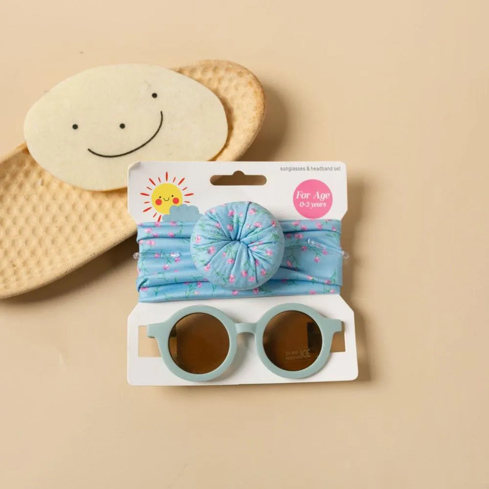 2PCS Children's sunglasses hair band set for boys and girls UV resistant glasses printed doughnut headband two-piece set Sunglasses Wholesale