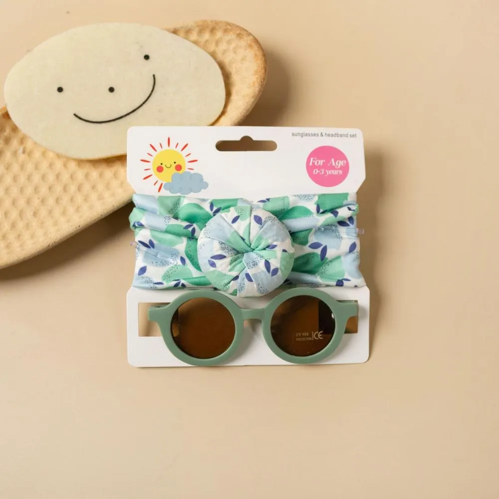 2PCS Children's sunglasses hair band set for boys and girls UV resistant glasses printed doughnut headband two-piece set Sunglasses Wholesale