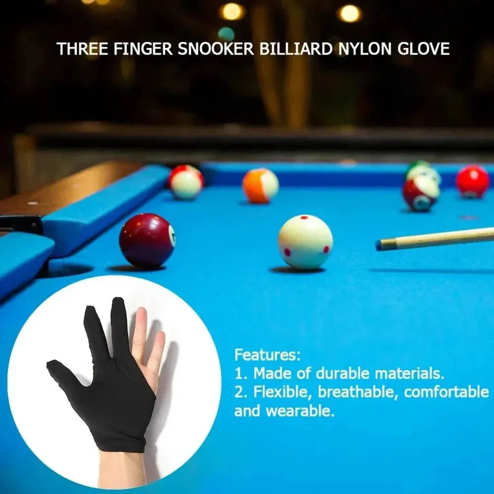 3-Finger Open Snooker Billiard Gloves Left/Right Hand Protector Billiard Pool Cue Mitten One Size Unisex Sportswear