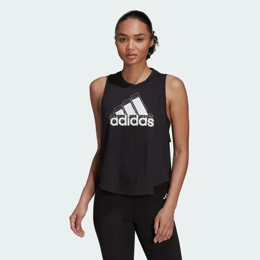 Adidas Womens Training Logo Graphic Racerback Tank Top