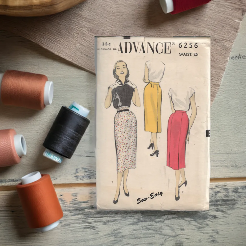 Advance 6256 Ladies Slim Skirt Vintage Sewing Pattern 1950s Unprinted