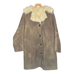 Amartex Sheepskin Brown Long Sleeved Coat UK Size 18