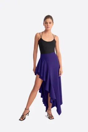 ANNE ASYMMETRIC RUFFLES SKIRT PLUM