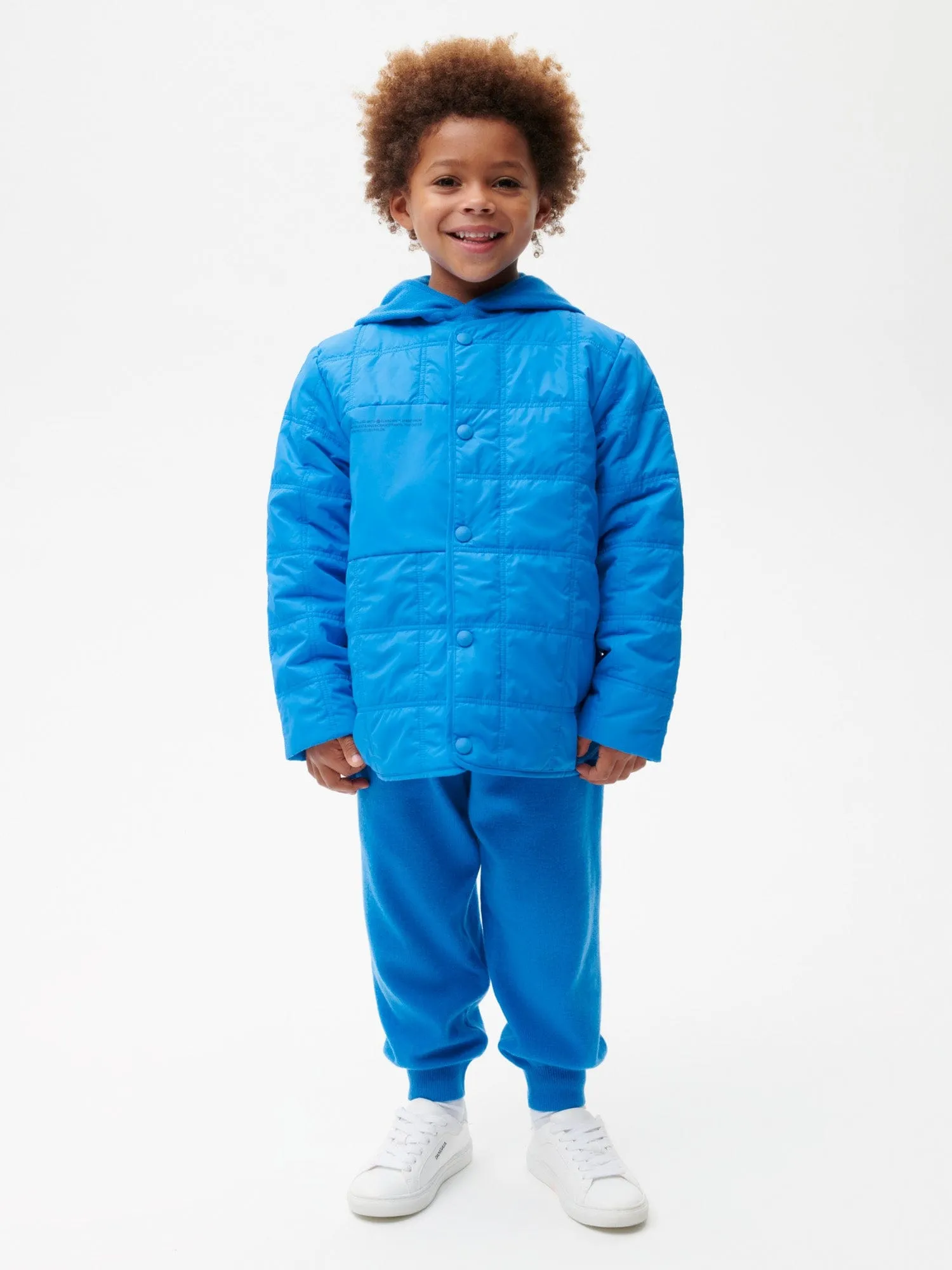 Archive Kid’s Flower-Warmth Quilted Collarless Jacket—cerulean blue