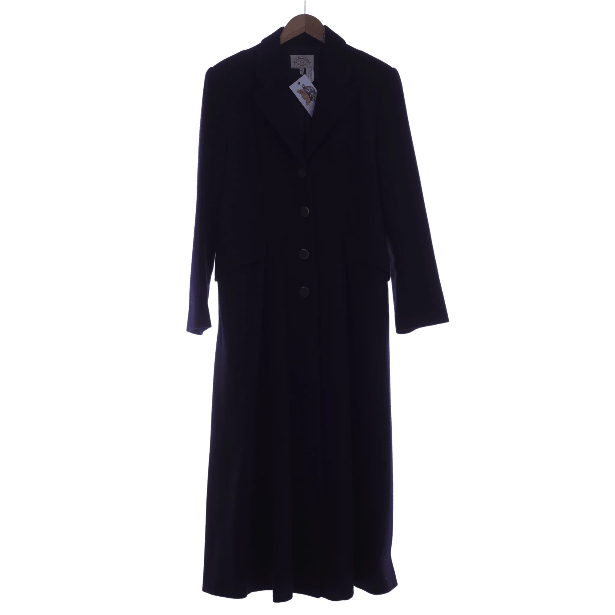 Armani Jeans Navy Wool Mix Long Sleeved Full Length Coat UK Size 8