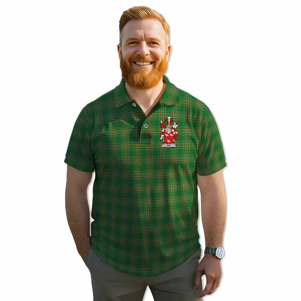 Ash Irish Clan Tartan Men's Polo Shirt with Coat of Arms