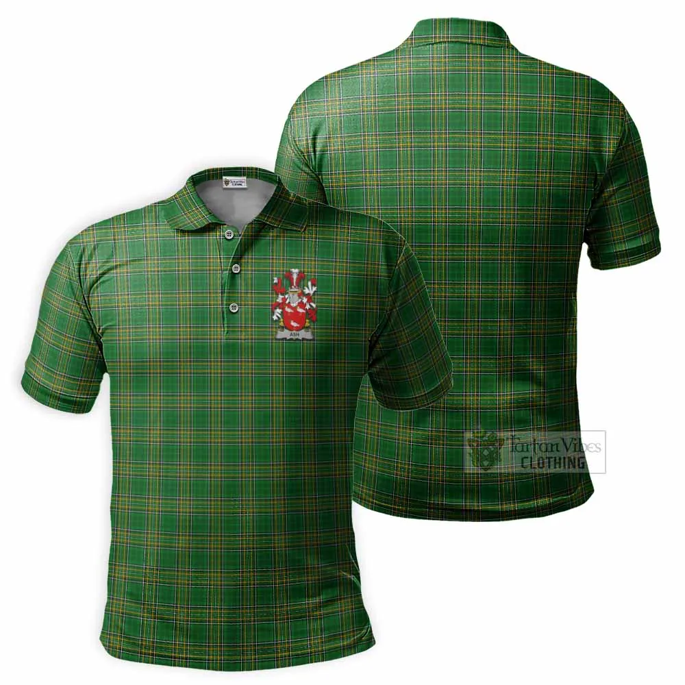 Ash Irish Clan Tartan Men's Polo Shirt with Coat of Arms