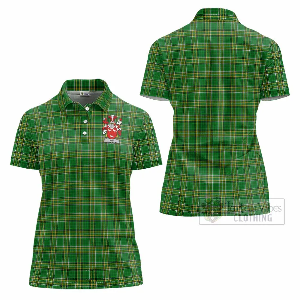 Ash Irish Clan Tartan Women's Polo Shirt with Coat of Arms