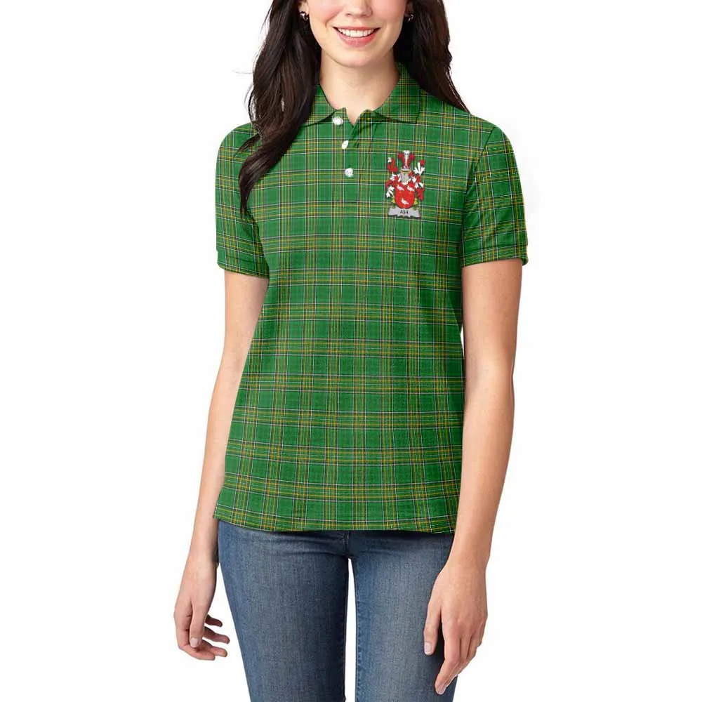 Ash Irish Clan Tartan Women's Polo Shirt with Coat of Arms