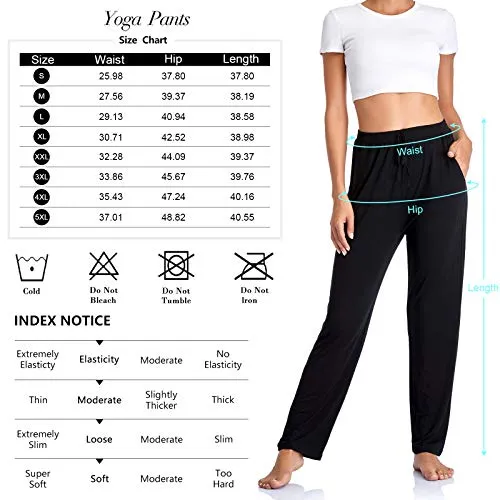 ASIMOON Womens Lounge Pants Soft Loose Wide Leg Casual Pants Stretch Exercise Sweatpants with Pockets Black