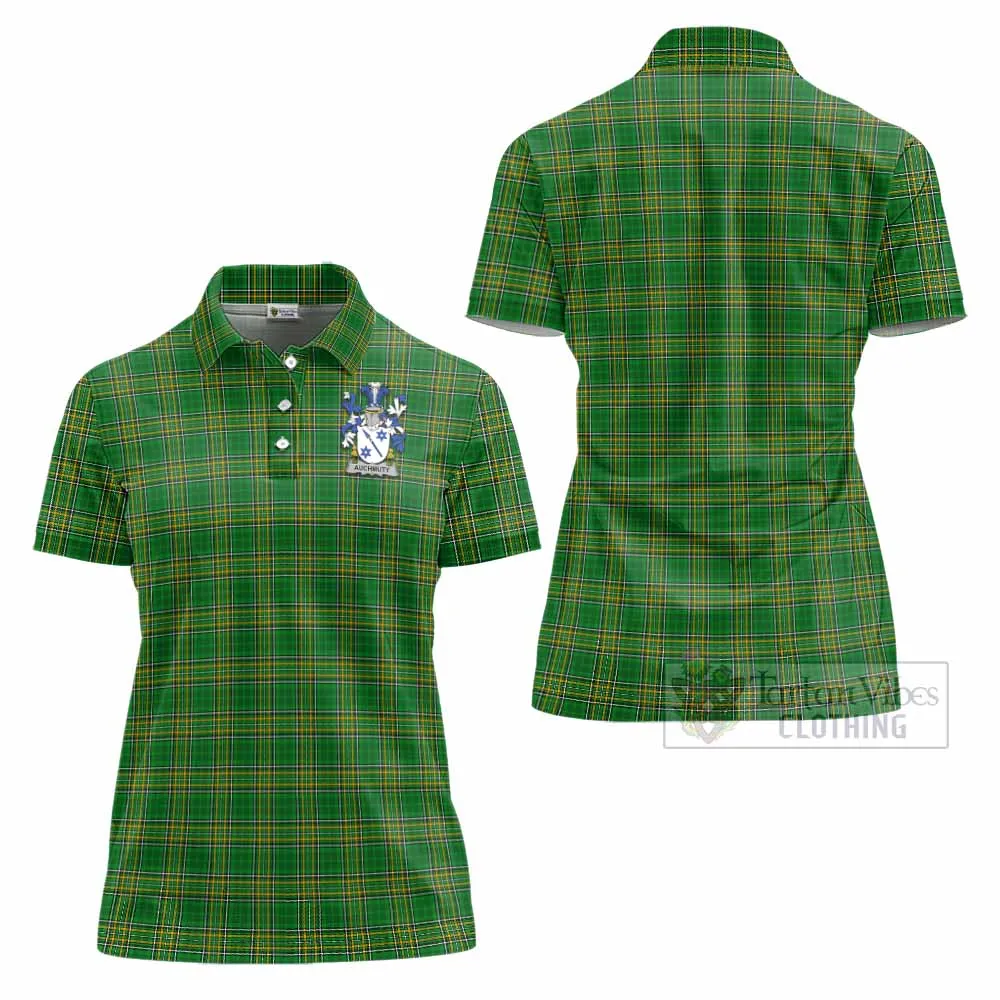 Auchmuty Irish Clan Tartan Women's Polo Shirt with Coat of Arms