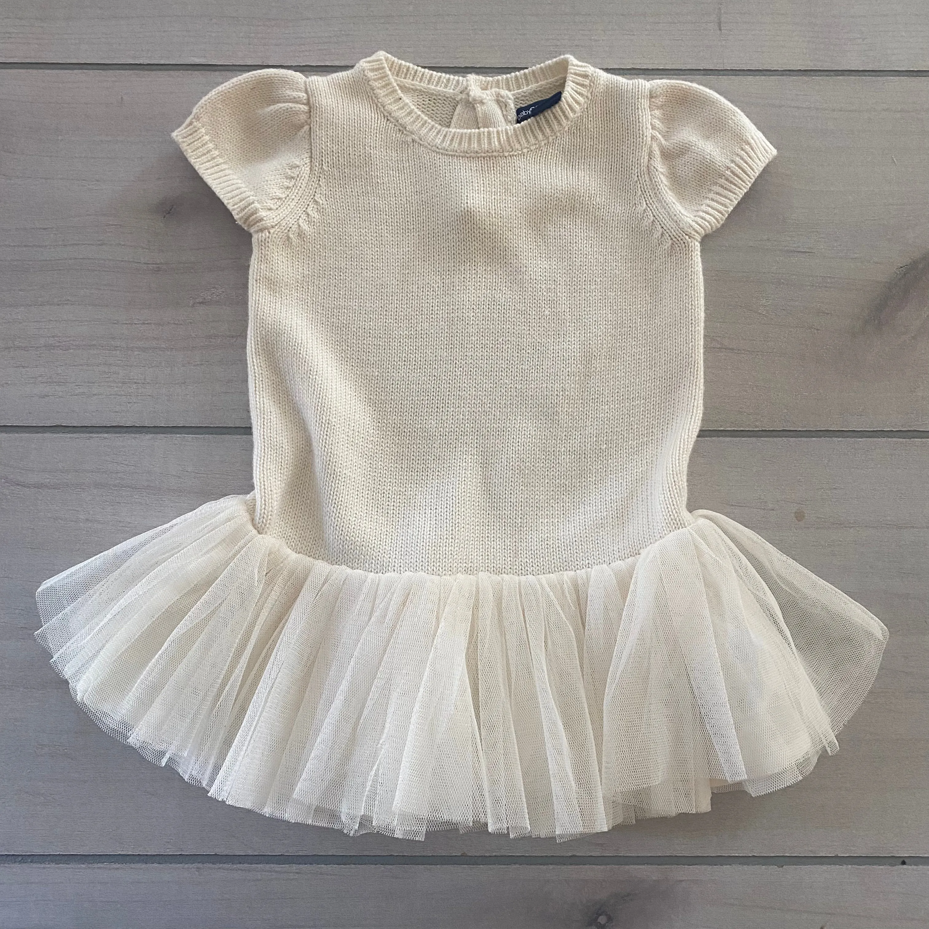 Baby Gap Cream Sweater Tulle Bottom Dress & Matching Cotton Tights