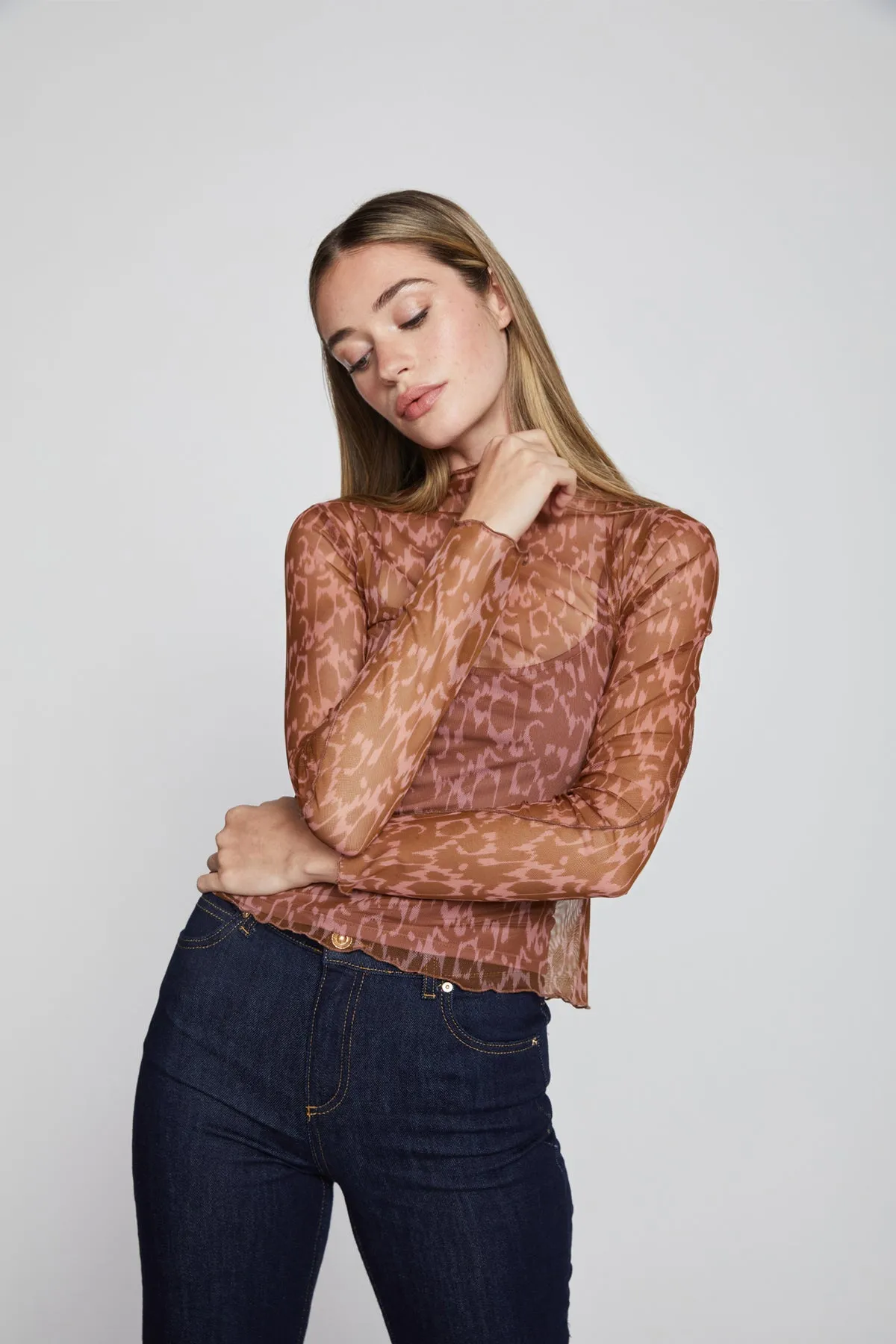 Bailey 44 Lysa Mesh Top in Ikat Animal Print