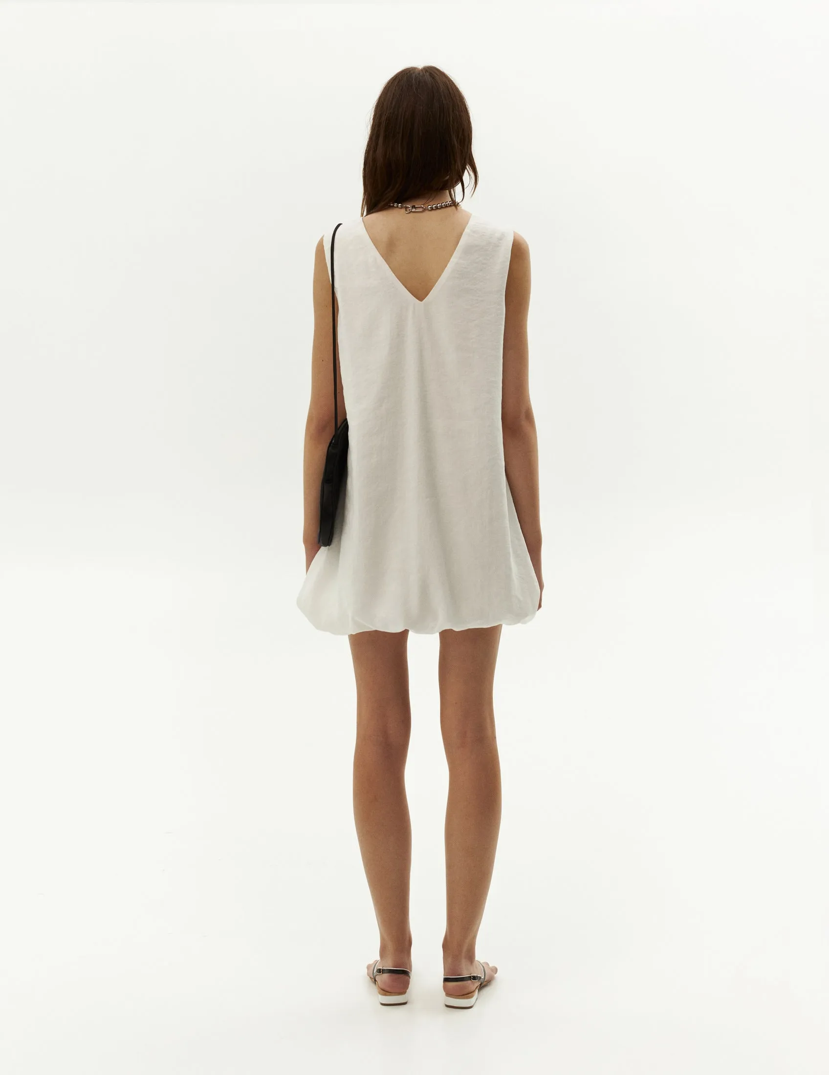 Balloon Short Dress — White