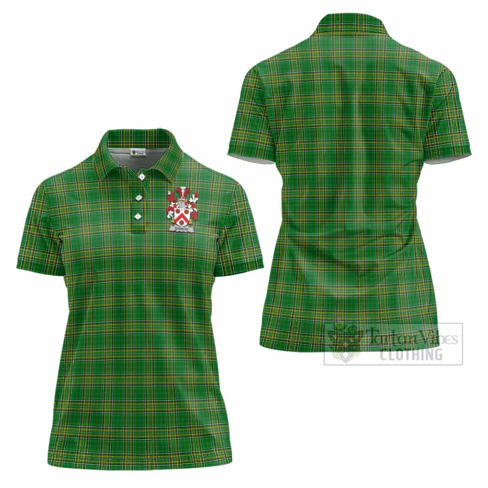 Bannon Irish Clan Tartan Women's Polo Shirt with Coat of Arms