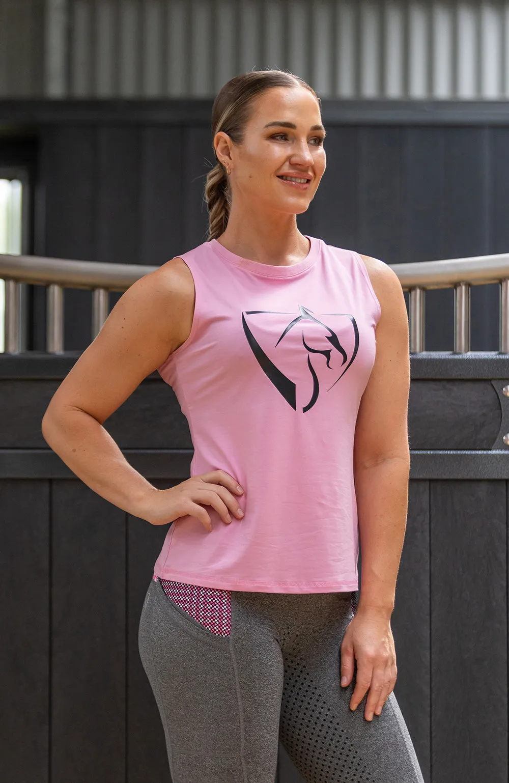 BARE Black Logo Tank Top - Pink