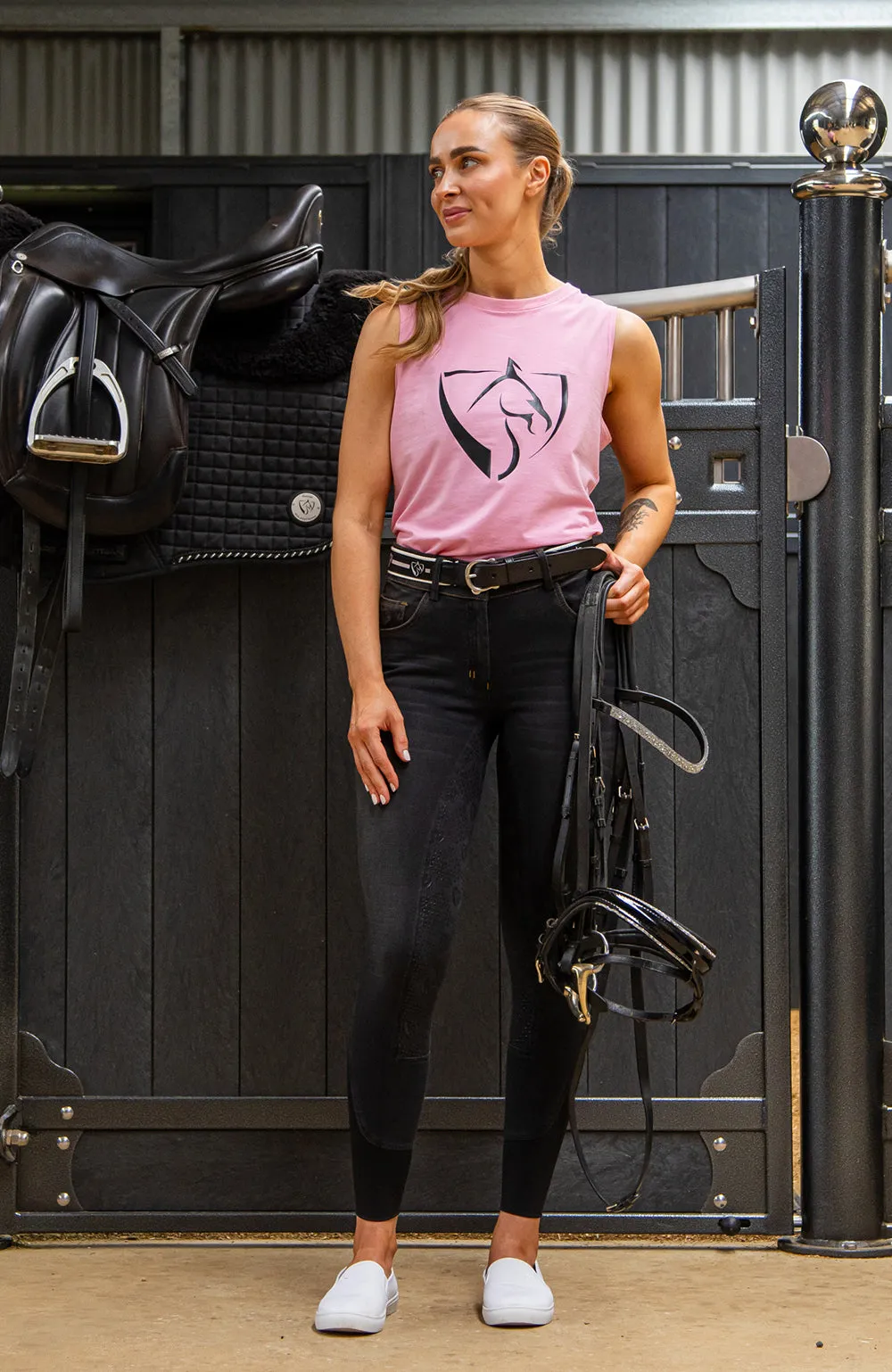 BARE Black Logo Tank Top - Pink