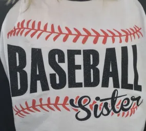 Baseball Sister Custom Ruffle Raglan Personalized Shirt Girl Baby Toddler Shirt