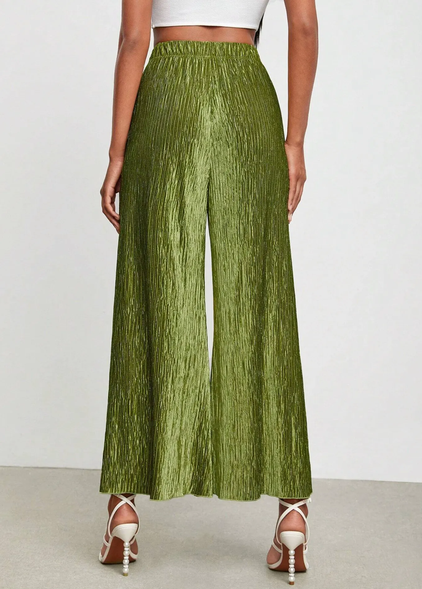 BELANGE HANDMADE X SHEIN - Solid Plisse Wide Leg Pants - Available on SHEIN.COM Only