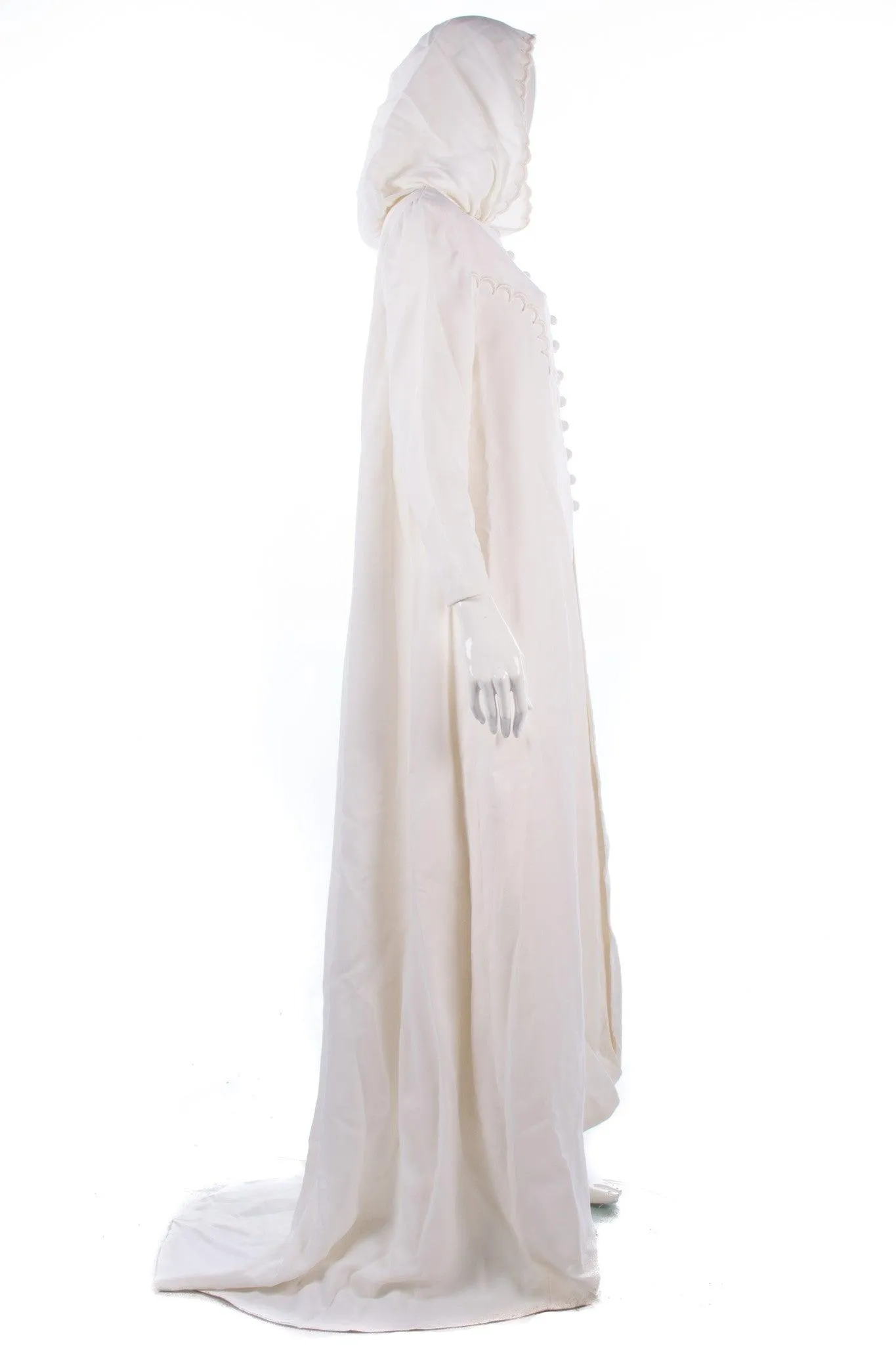 Berkertex Bridal Boutique Vintage Dress w/ Matching Hooded Coat Cream UK10