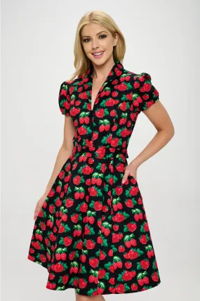 Berry Print Shirt-Waist Dress - Size 1X