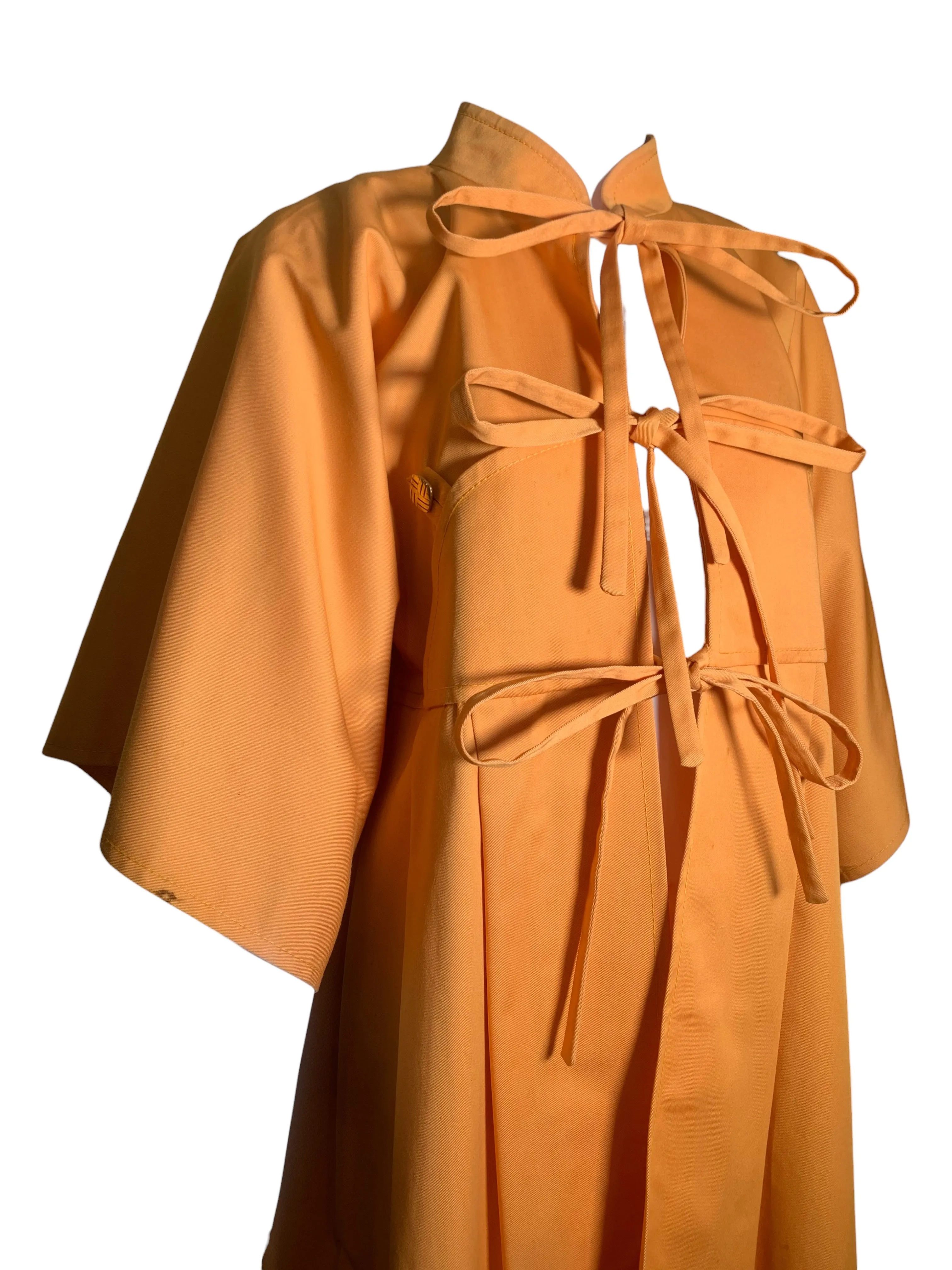 Bill Gibb Orange Pleated Tie Front Jacket