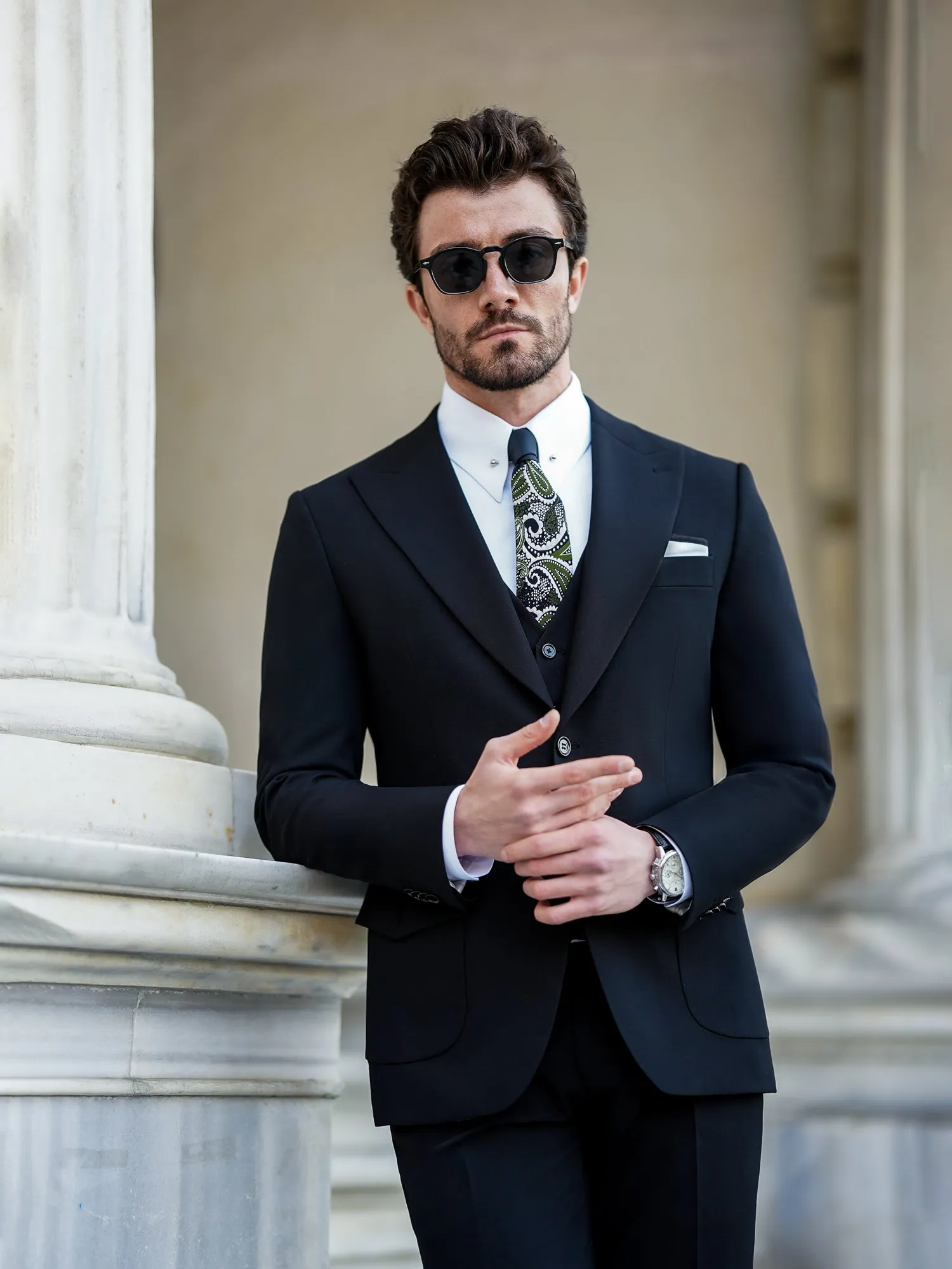 Black Slim-Fit Suit 3-Piece