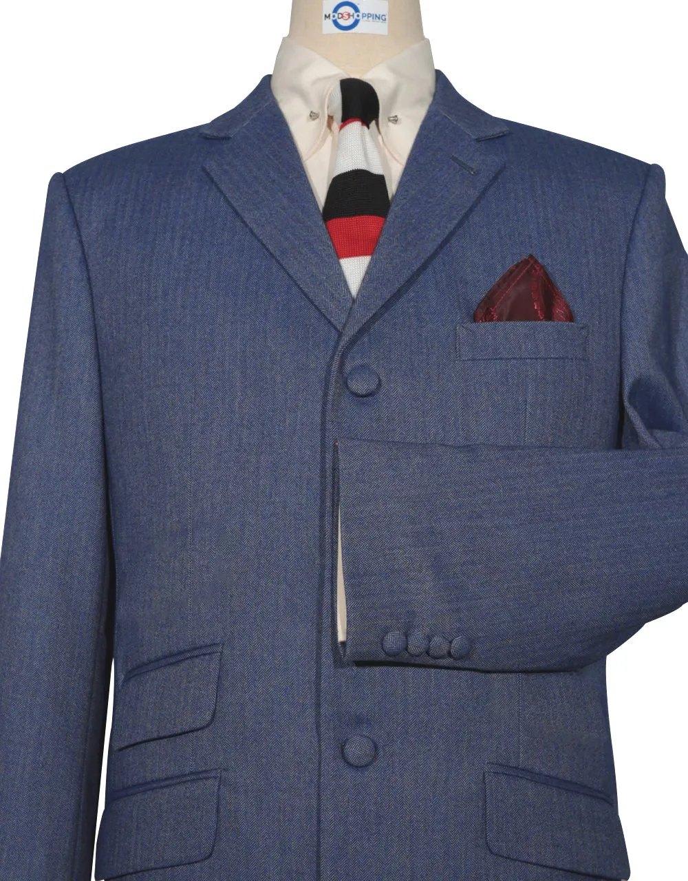 Blue Grey Herringbone Tweed Jacket