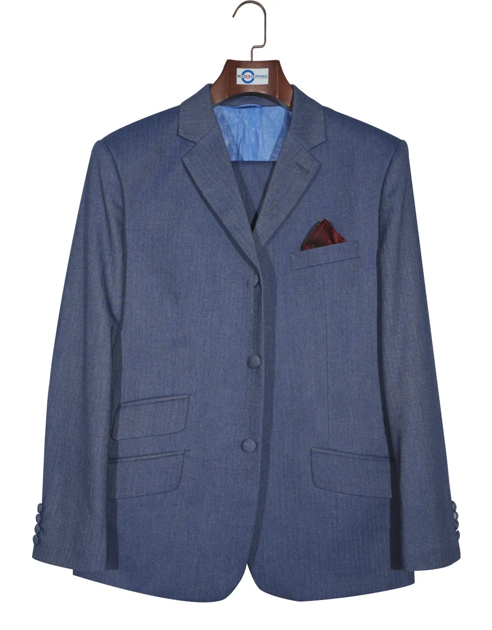 Blue Grey Herringbone Tweed Jacket