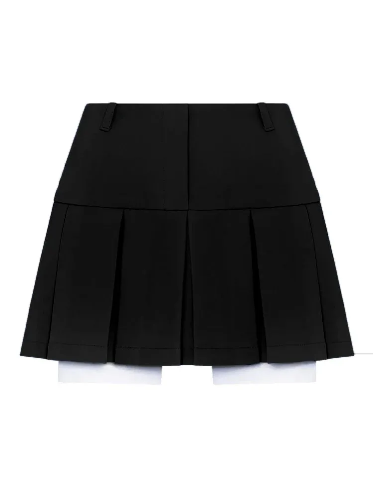 Bonnyshow New Mini Skirt For Women Cute High Waist Fashion Y2K Skirts Set   Casual Streetwear Womens Bottom Black Pleated Skirts