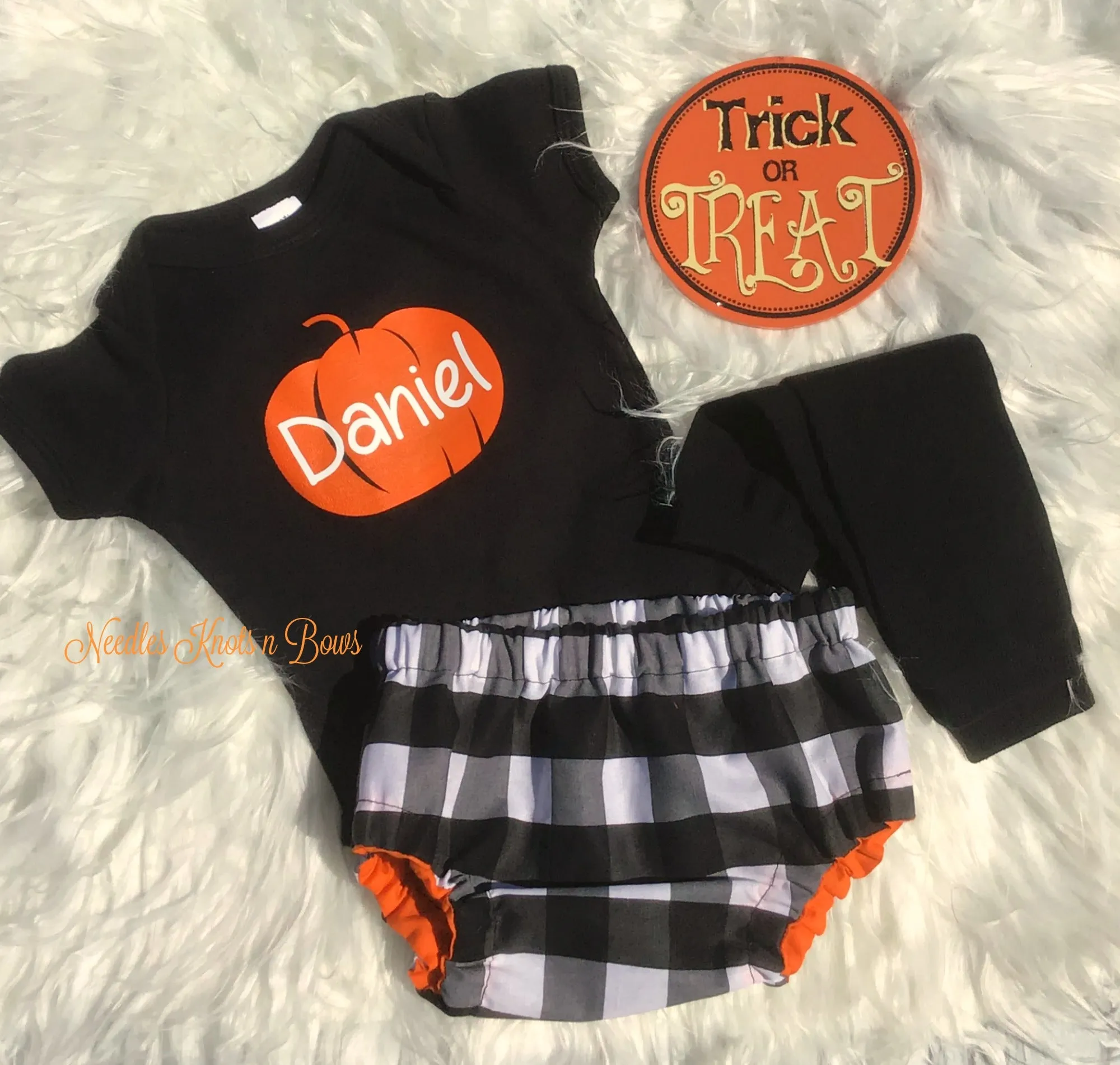 Boys Fall Pumpkin Outfit, Baby Boys Buffalo Plaid Outfit, Halloween Outfit, Coming Home Outfit