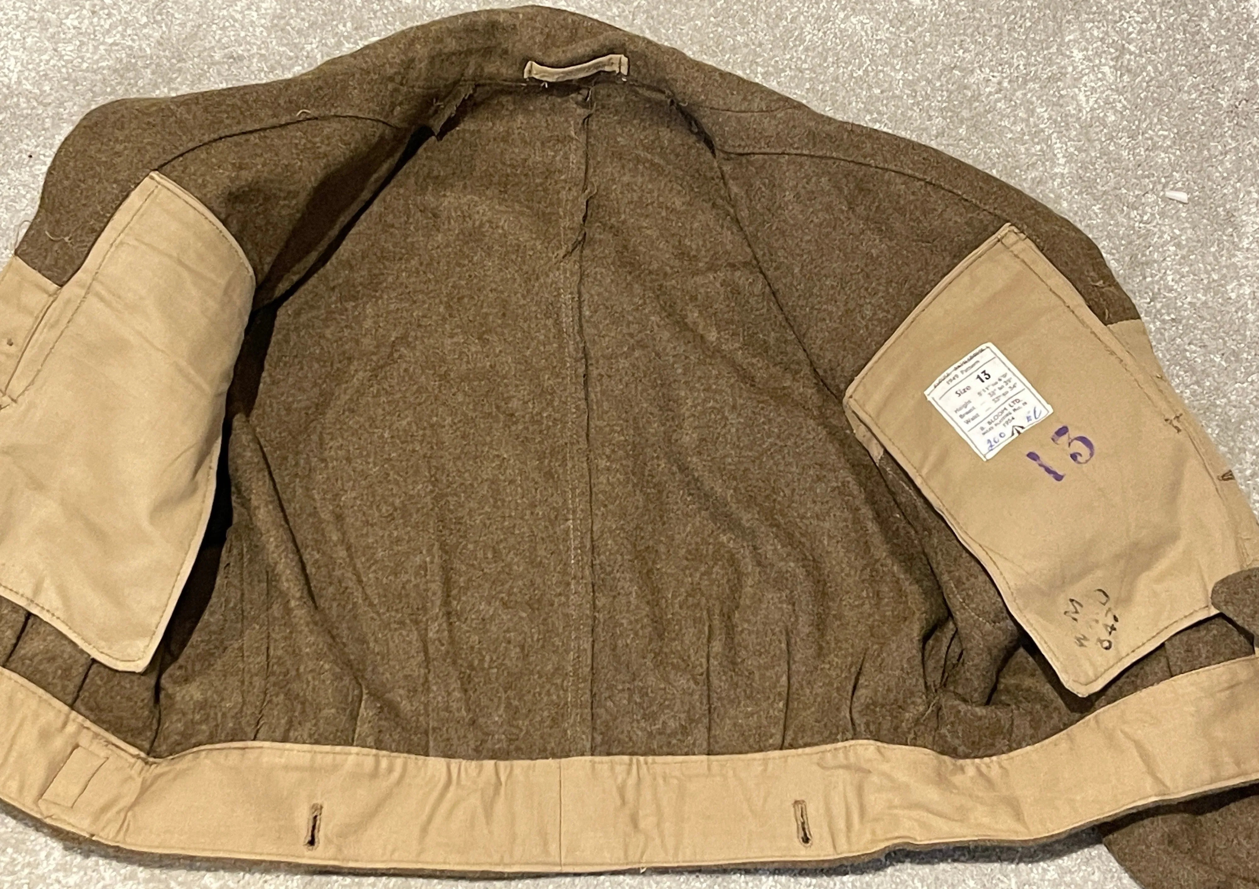 British Blouse Battledress Size 13 Dated 1954