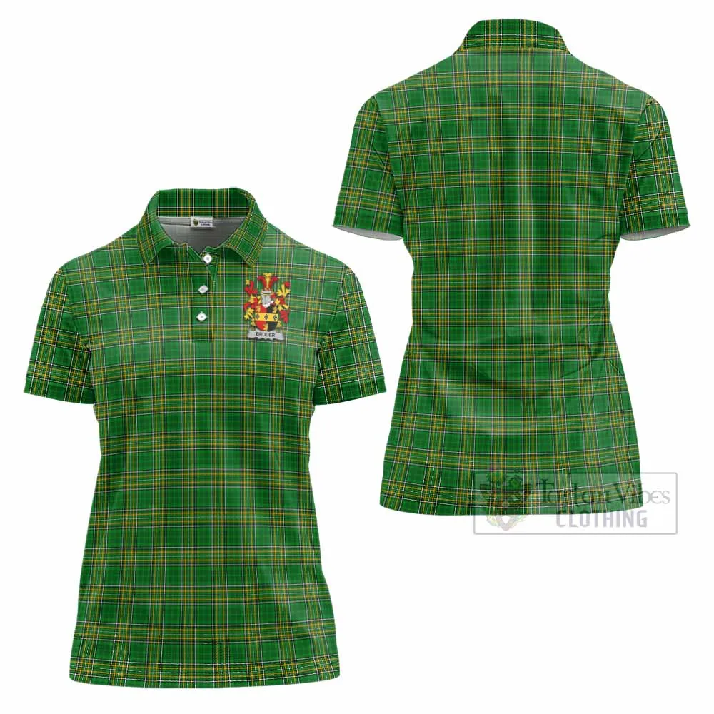 Broder Irish Clan Tartan Women's Polo Shirt with Coat of Arms