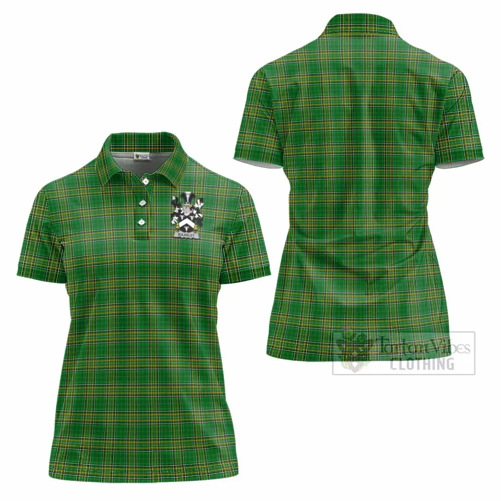 Bulkeley Irish Clan Tartan Women's Polo Shirt with Coat of Arms