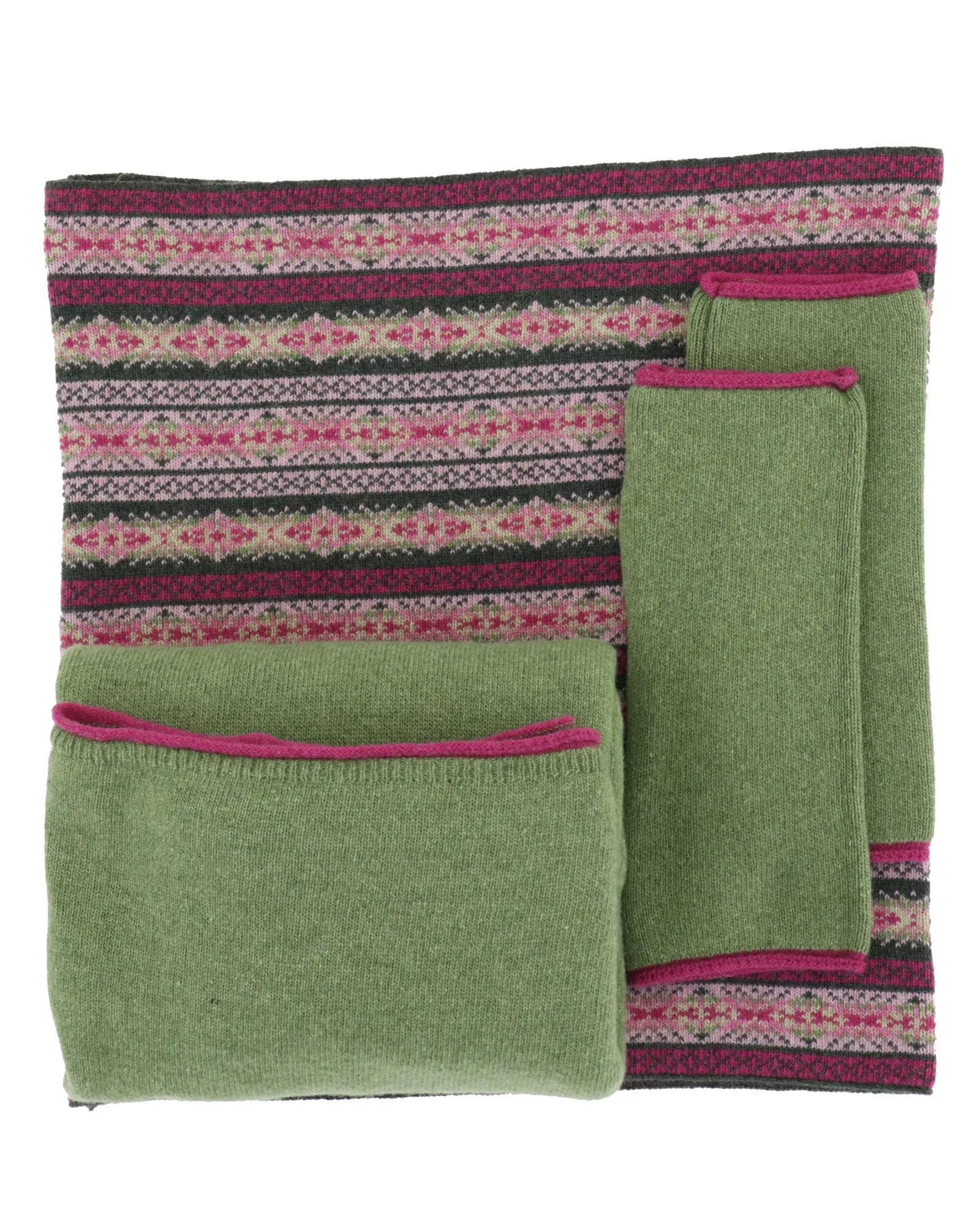 Cadenza Cashmere Blend Contrast Edge Wrist Warmers: Peacock and Ultraviolet