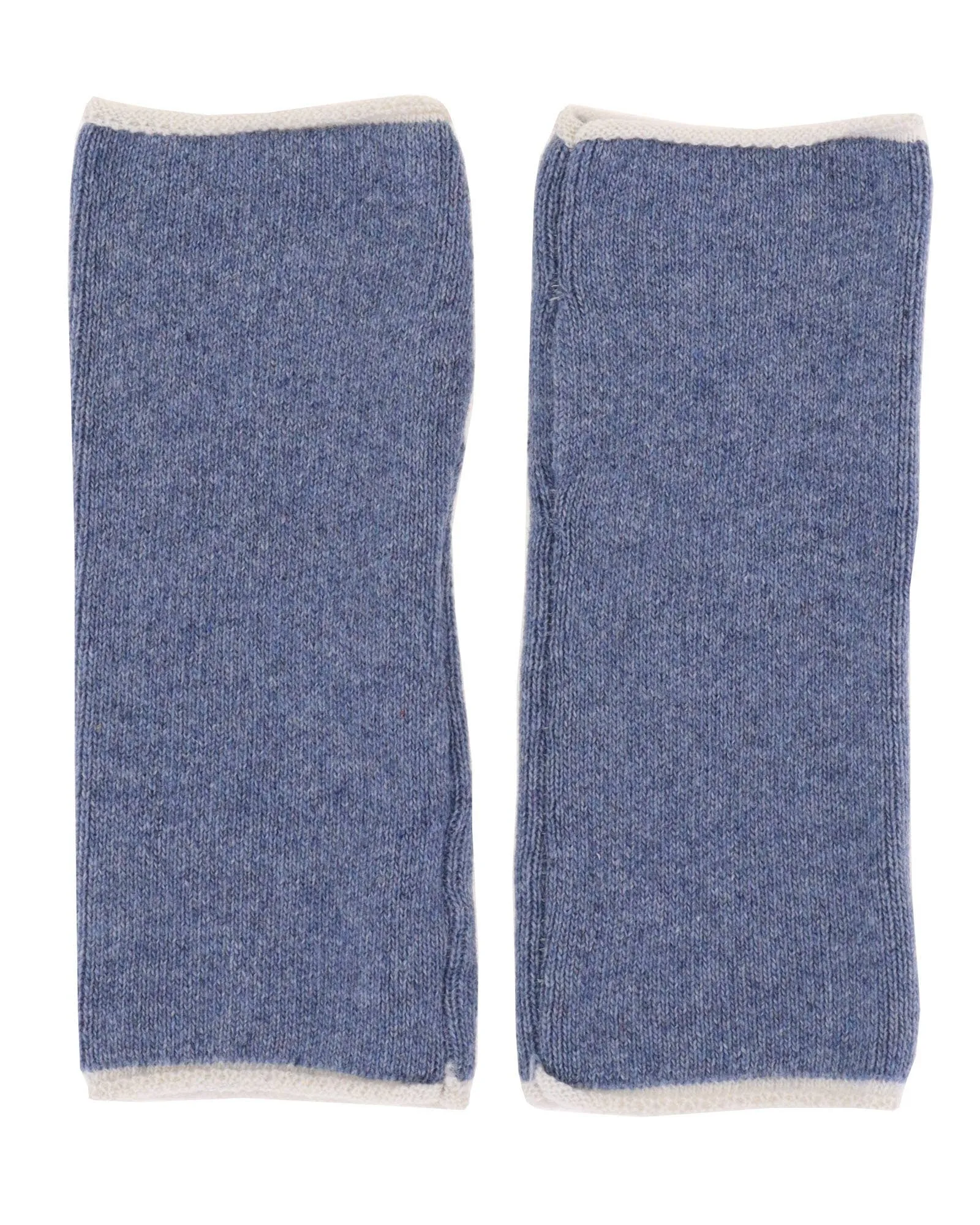 Cadenza Cashmere Blend Contrast Edge Wrist Warmers: Peacock and Ultraviolet