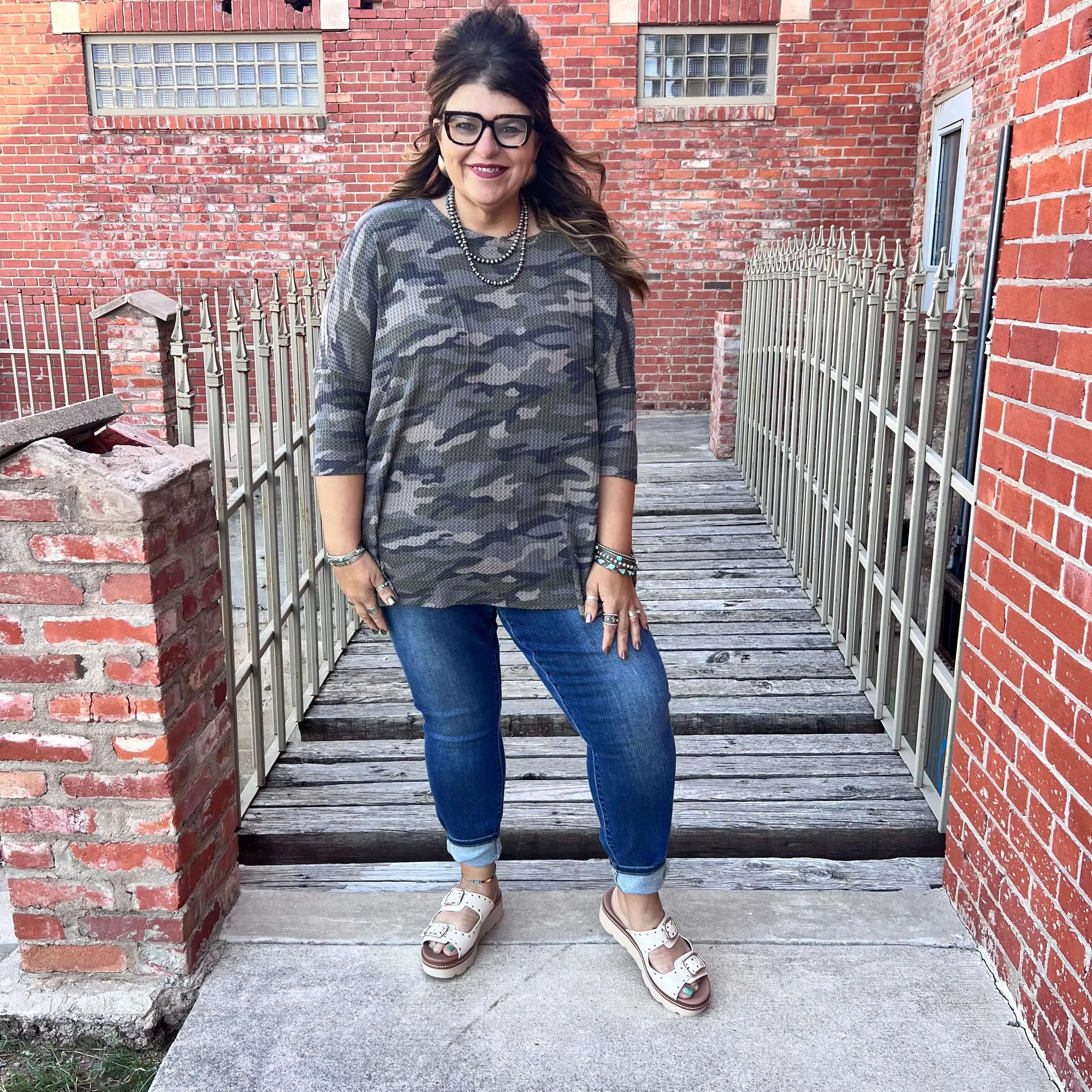 Camo Waffle Dolmon Top