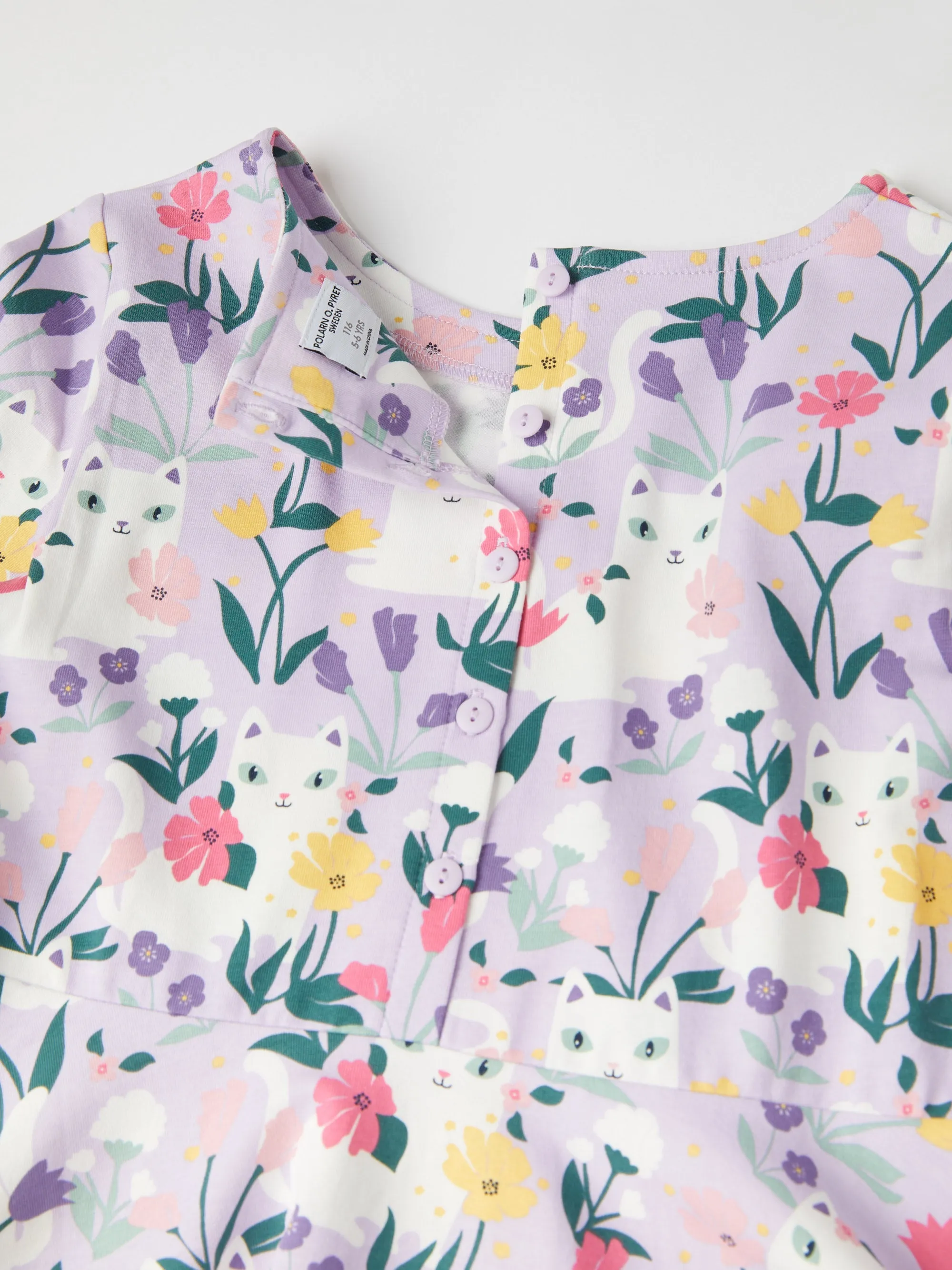 Cats and Flowers Kids Dress