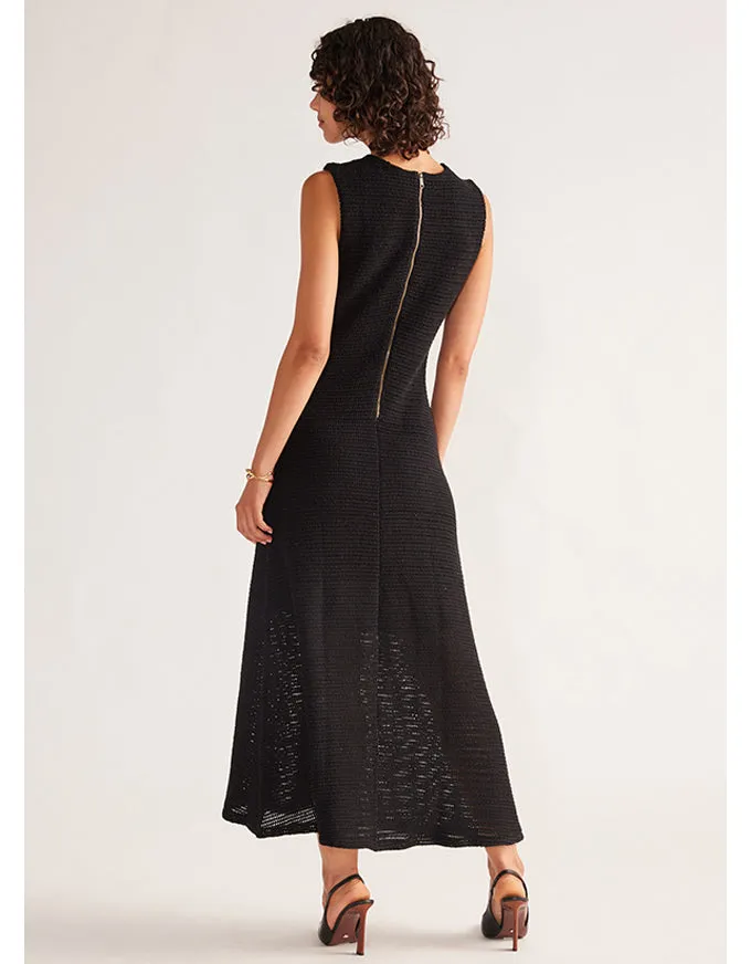 Celine Crochet Midi Dress Black