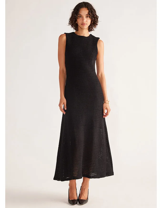 Celine Crochet Midi Dress Black