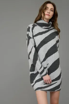 Charcoal Animal Print Sweater Dress