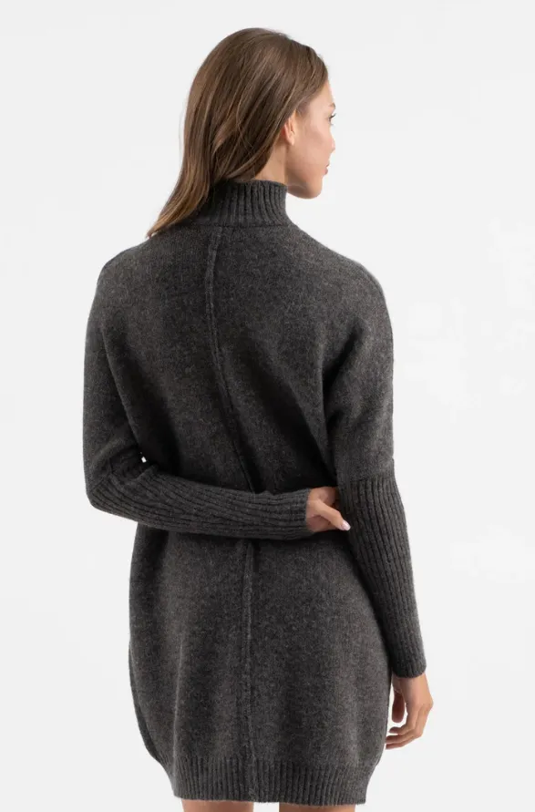 Charcoal Mock Front Seam Sweater Dress