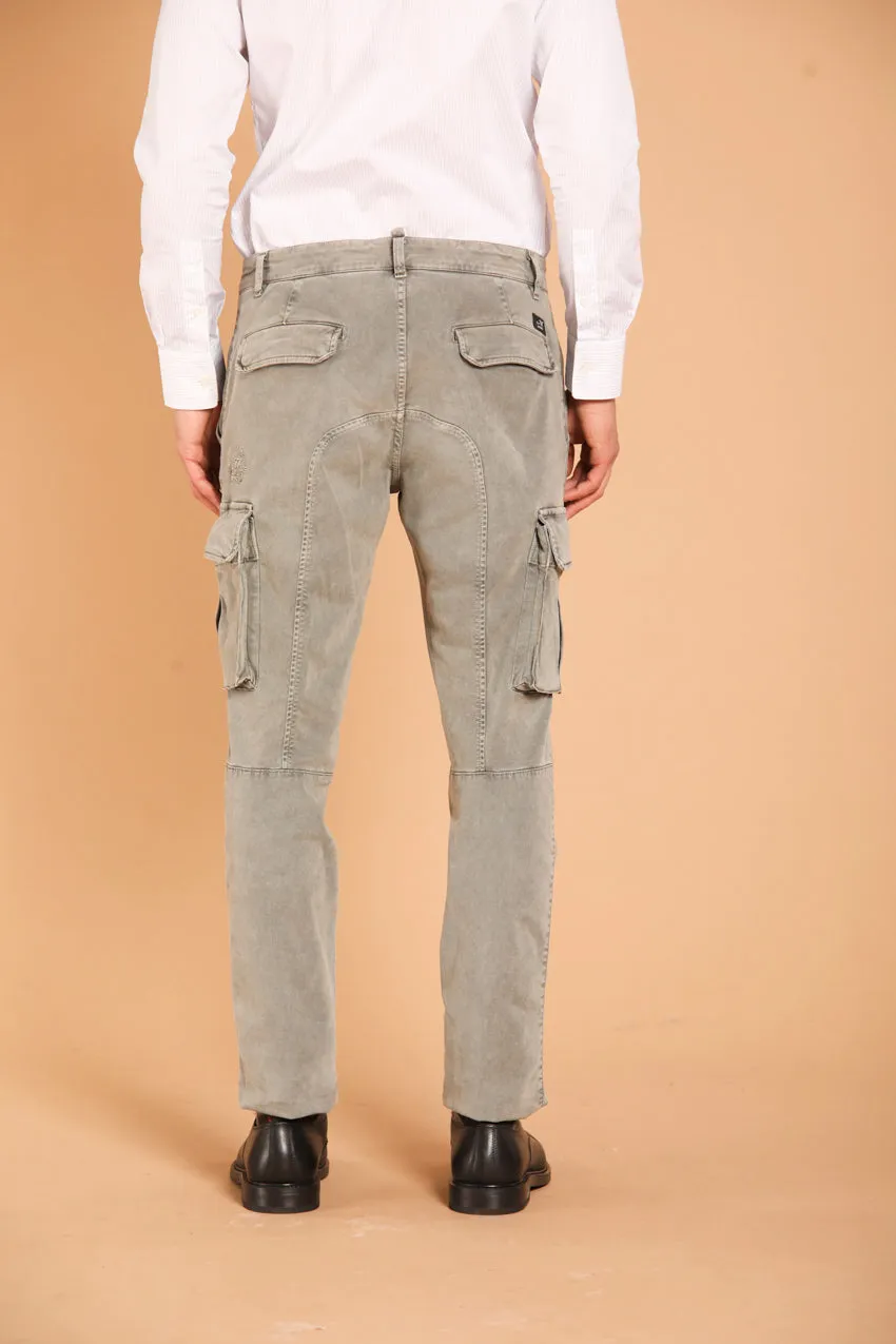 Chile pantalone cargo uomo in gabardina con special washing extra slim